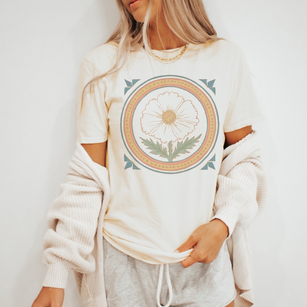 Ornate Botanical Folk Art Unisex Graphic Tee